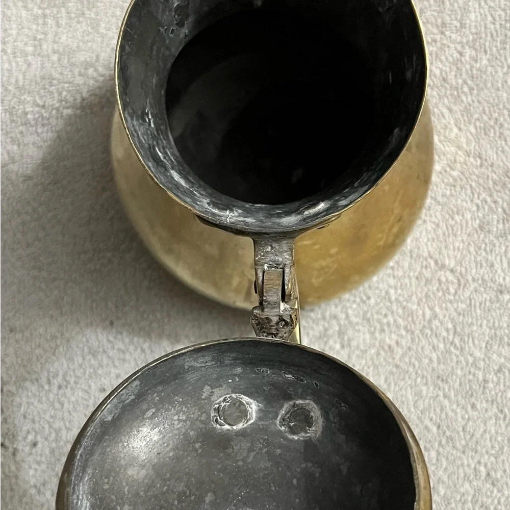 Vintage Solid Brass Lidded ‎ Coffee Carafe Jug  9”